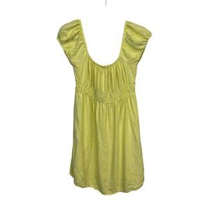 Billabong Yellow White Polka Dot Puff Sleeve Mini Dress Women’s Medium